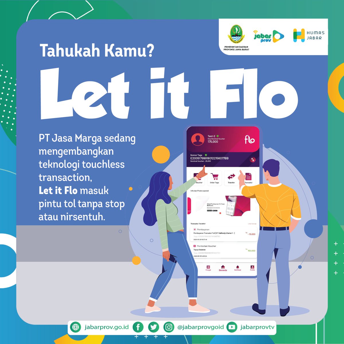 jabarprovgoid's tweet photo. Sampurasun wargi jabar 🤗
.
Udah tahu belum teknologi LET IT FLO dari Jasa Marga ini?
.
Katanya kita enggak perlu berhenti lagi lho kalau mau masuk tol 😯
.
Simak penjelasan detailnya di sini ya wargi 😉
.
#jabarprovgoid #jawabarat #letitflo https://t.co/hhDuu7YW9e