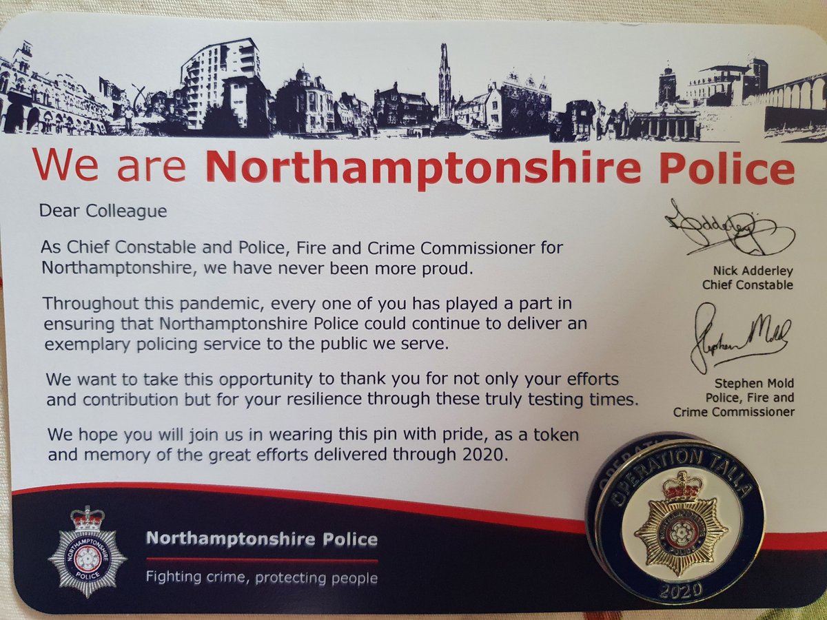 pc1649's tweet photo. So proud to work for @NorthantsPolice. This made my day. Thank you @NorthantsChief. https://t.co/Uu4FWomzuU