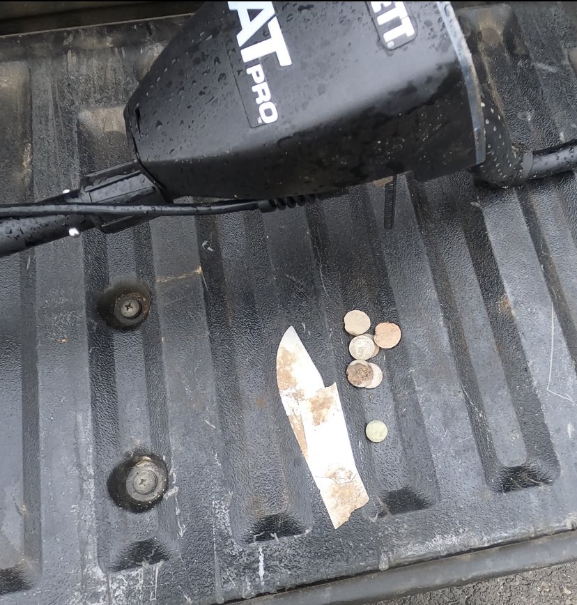 BrianClunie's tweet photo. First Hunt of the season; another wet day on the Kennebec river! #first #seasonstart #maine #The River #kennebec #garrett #atpro #metaldetecting #garrettmetaldetecting https://t.co/z9oqSxbk21