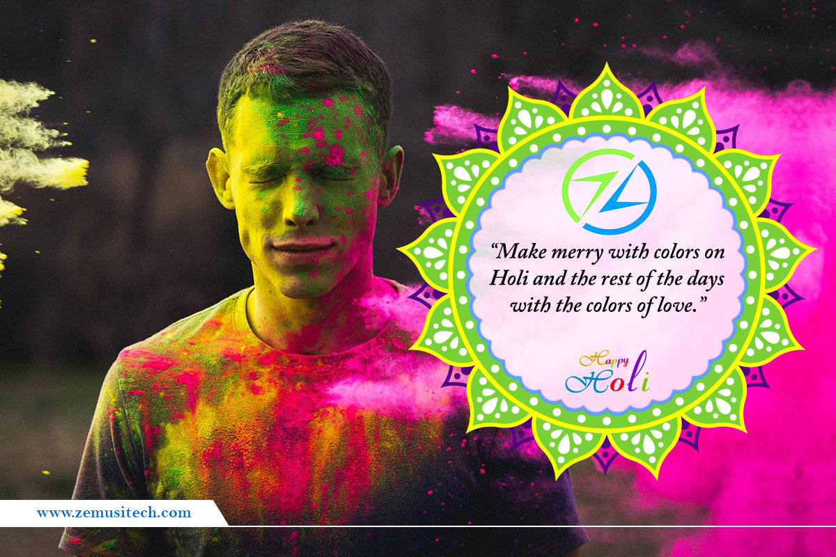 Zemusi_Tech's tweet photo. The best part of the year has arrived. Its holi time, let us color you with all the beautiful colors and make sure you enjoy it to the best, Zemusi Tech Solutions Pvt. Ltd.. Family wishes happy and colorful Holi 2021!😇✌
#HappyHoli #zemusi https://t.co/zTvNMi0r49