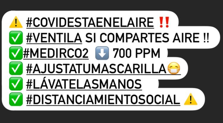 csilvaregulador's tweet image. Entiéndase:
 #CovidEstaEnElAire 
#CovidseRespira 
#Ventila si compartes aire‼️Oficinas, transporte público, colegios, etc !!
#MedirCO2 indicador indirecto de riesgo de contagio ‼️
@jljcolorado @TV_DanielS @DrAireChile @ClubDecima @InformaAlMinuto @RadioSago