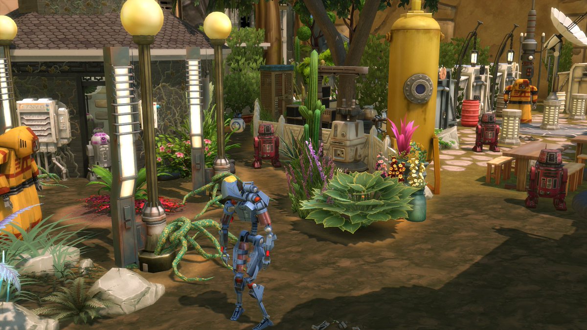 Chromatiga's tweet photo. So, I'm currently making one of my sims 4 shells Into a jedi town, with droids. I've been having too much fun with this, I can't wait for them to tour it :Eyes: #Thesims4 #Thesims4shellchallenge #Starwars #landscaping https://t.co/zexDshlCx5
