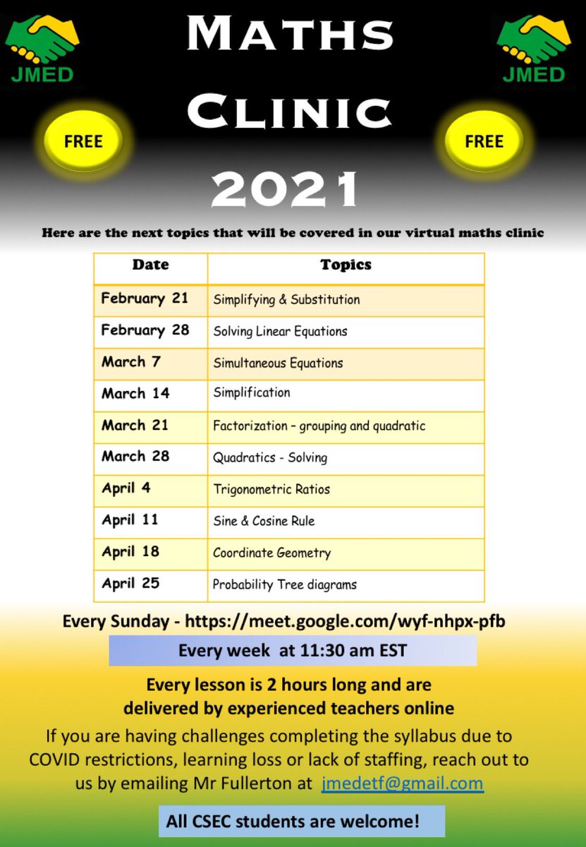 bothsides106's tweet photo. Please encourage your CSEC children/students to take advantage of these FREE Math classes! https://t.co/Dq4e01BxeC