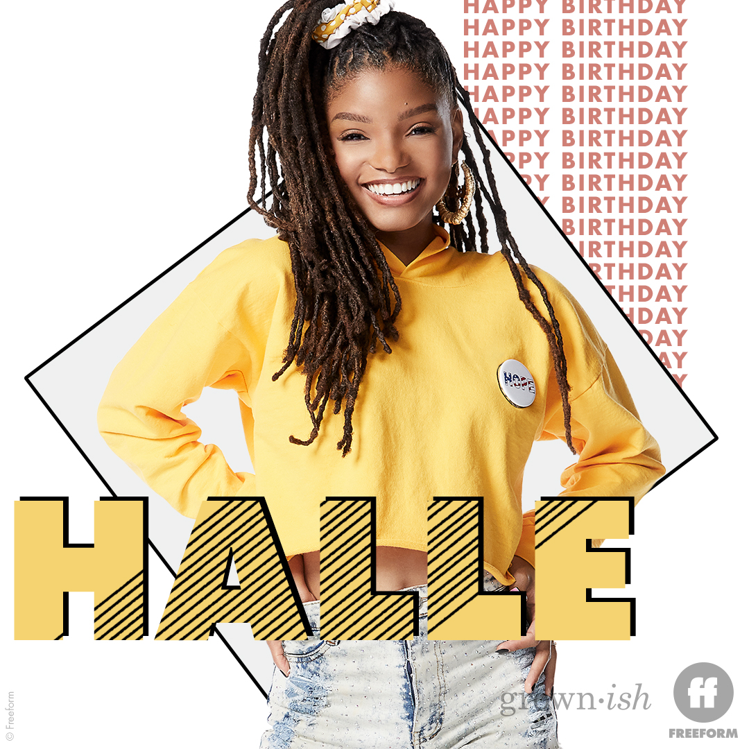 grownish's tweet photo. happy 21st birthday to @hallebailey! sending you all the love and light on your special day. 💕✨

leave a birthday message for halle in the comments below. https://t.co/x6fY5ogwXf