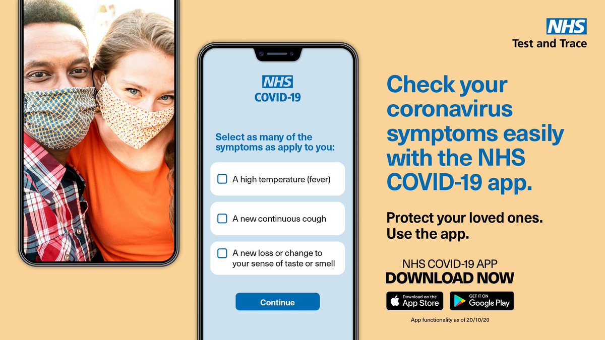 Use the #NHSCOVID19app to check your #coronavirus symptoms with ease, allowing you to take action to help protect your family and friends.❤️ 

📱 Download now

▶️ Google Play Store: play.google.com/store/apps/det…

▶️ Apple App Store: apps.apple.com/us/app/id15204…