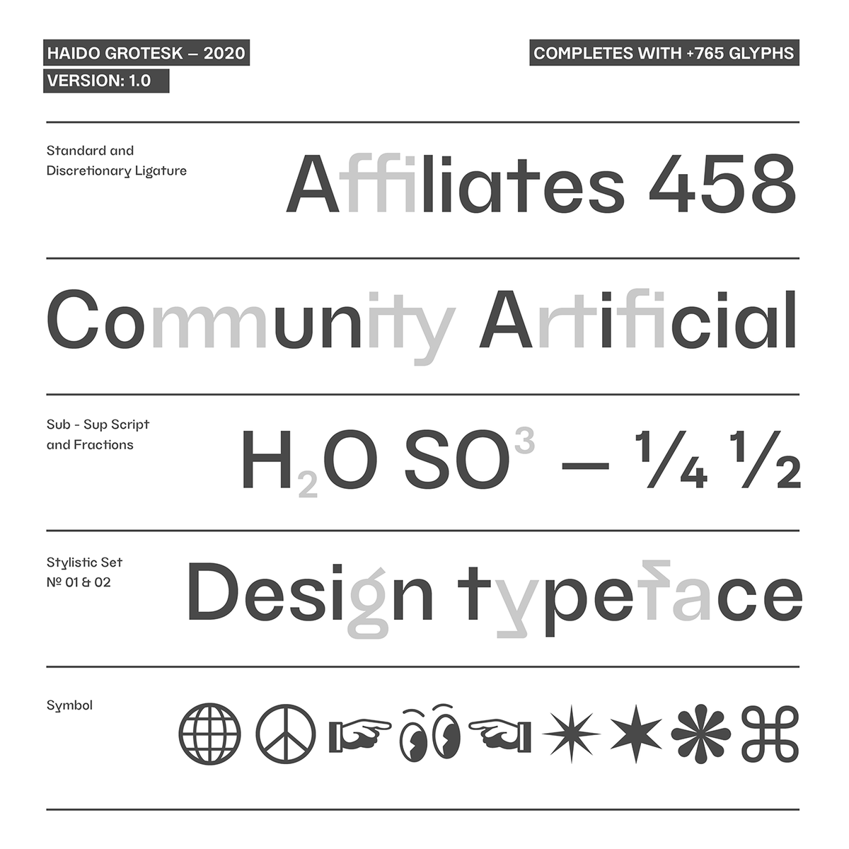 typedept_store's tweet photo. Haido is a contemporary Grotesk typeface influenced by the aesthetics of post-modernism. This typeface has a very neutral look, resulting in a versatility which lends well to all kinds of modern design.

Test + buy 👏 https://t.co/OPyjNt5UmW

#typeface #typefacedesign  #font https://t.co/dLY5J72tjV