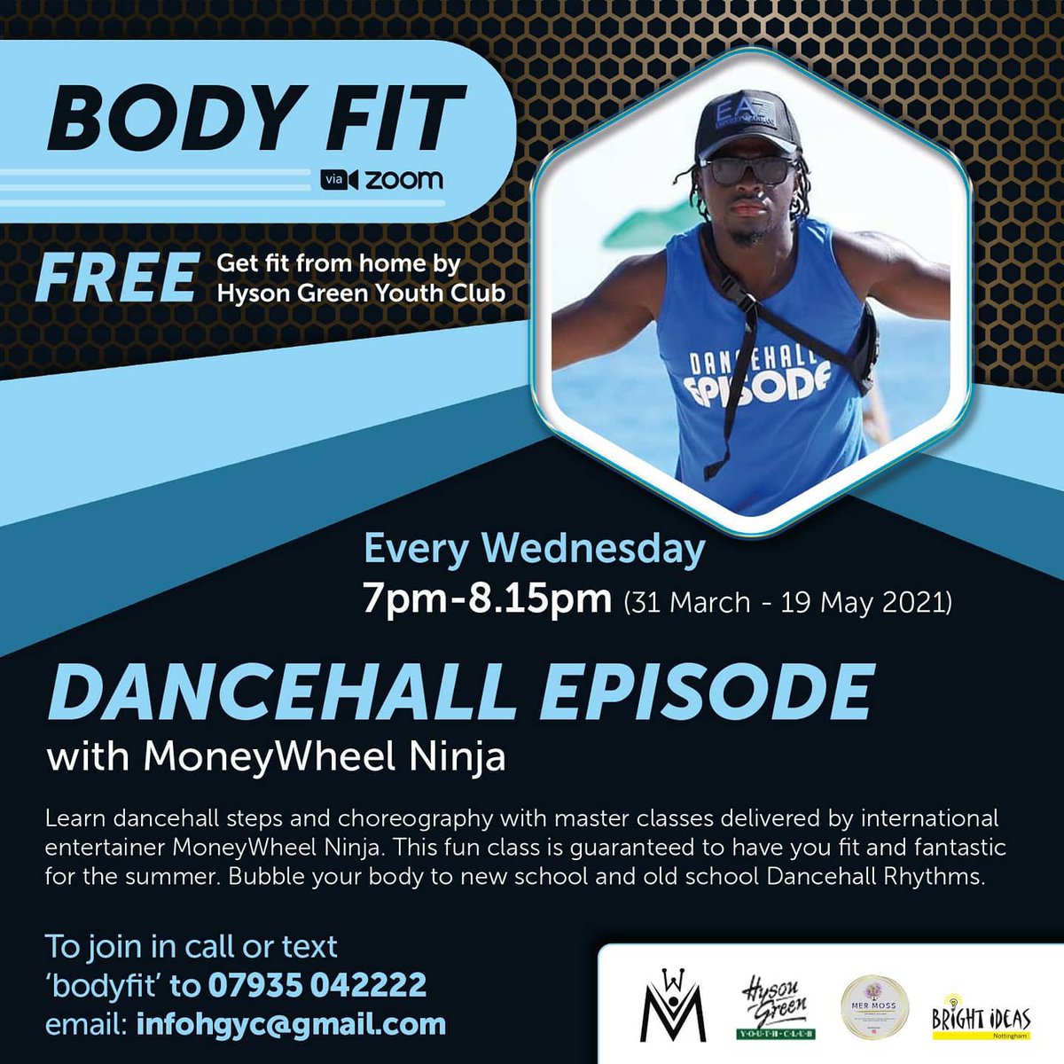 brightideasnott's tweet photo. Join international entertainer @Moneywheelninja every Wednesday learning dancehall steps and choregraphy #BodyFit https://t.co/fXRvykA69I