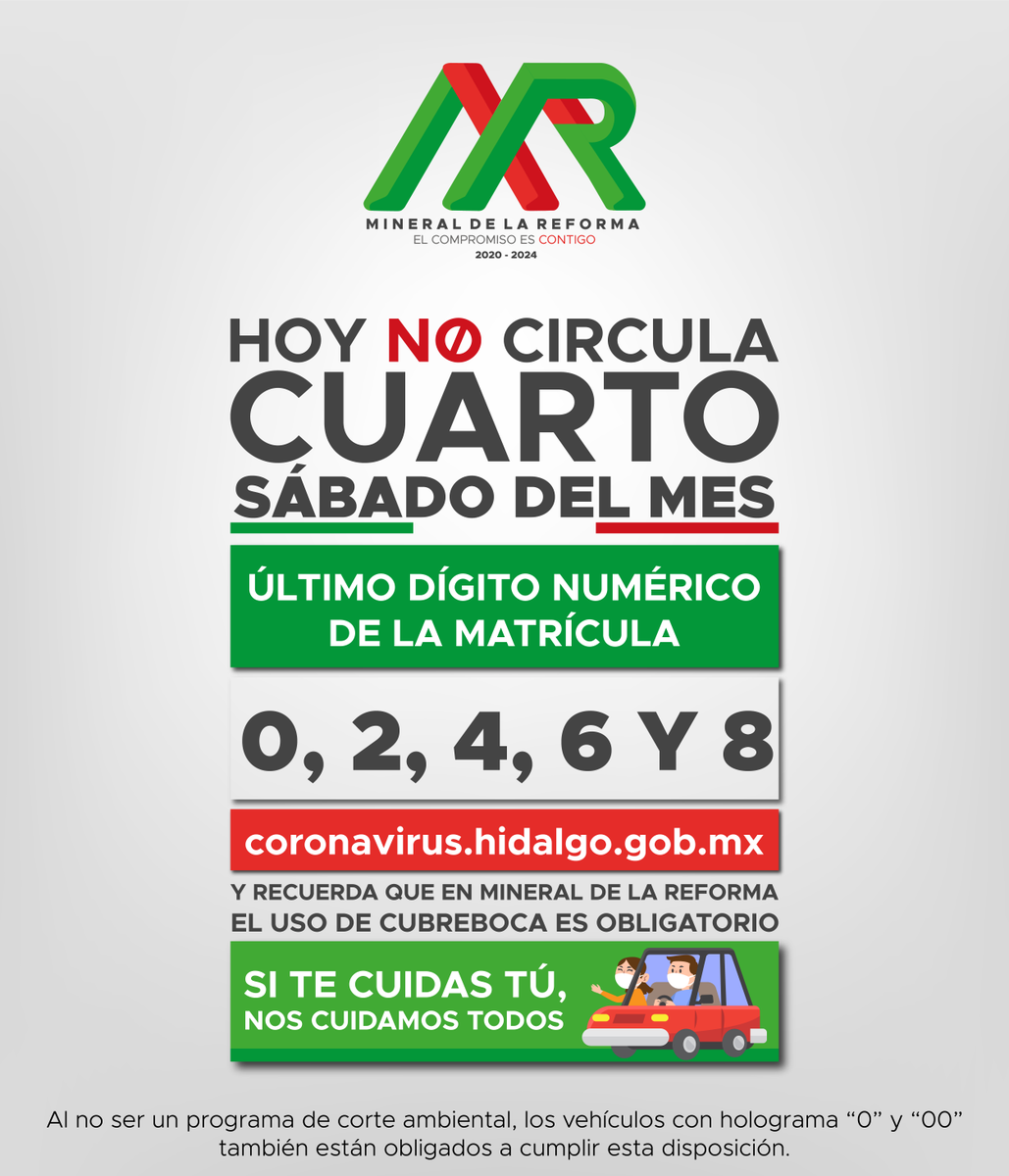 AMineralReforma's tweet photo. La pandemia nos ha llevado a extremar las medidas de prevención con el fin de salvaguardar la salud de las y los mineralreformenses.
En coordinación con el gobierno estatal se optó por reducir la movilidad en el municipio.
#Quenosetepase #MineralDeLaReforma #ElCompromisoEsContigo https://t.co/6YFfeCJIT7