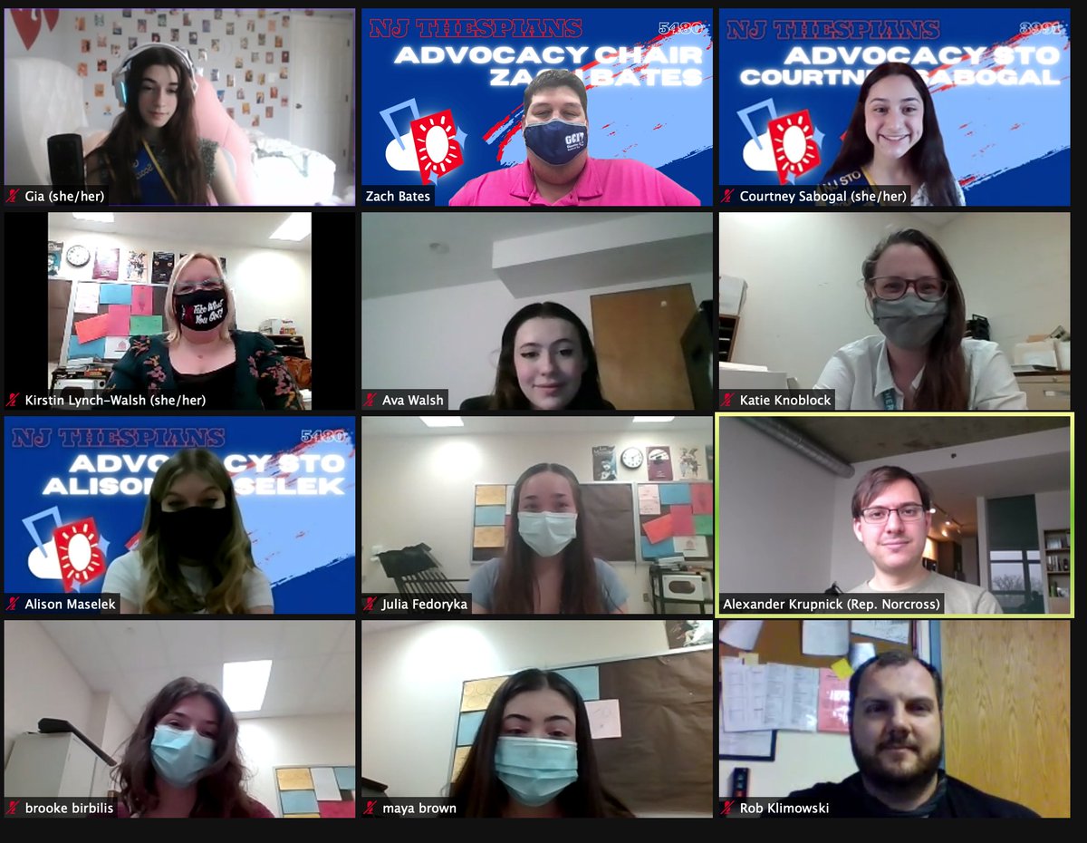 NJ Thespians members nled by <a href="/NJThespianZach/">Zachery Bates</a> along with Board Members Katie, Kirstin &amp; Rob met with Alexander Krupnick from Congressman <a href="/DonaldNorcross/">Congressman Donald Norcross 🇺🇸</a>'s office to discuss the importance of Theatre Education. We are so humbled to have the Congressman’s support on these issues.