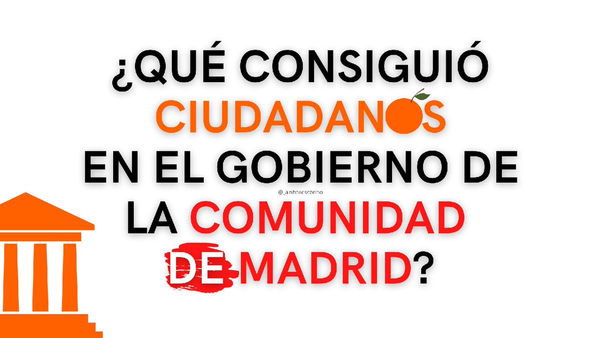 ainhoacsobrino's tweet photo. 🙄 Ya que a ciertos señores les encanta ponerse medallas de algo que no es suyo...

🍊 He decidido recoger aquellas cosas más importantes (a mi parecer) que consiguió @Cs_Madrid en el Gobierno de la CAM y así agradecerles su gran trabajo.

Para ello... 👇🏻Abro HILO 👇🏻 https://t.co/a0BJIRm2aG