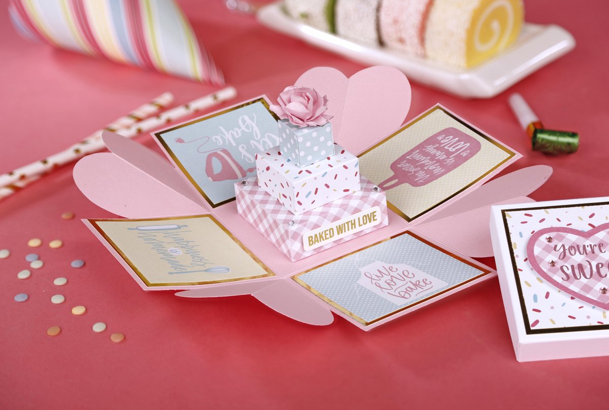 ⭐ Papercraft Essentials Magazine #197 ⭐
This is the feature you want to have to create cards that will ‘wow’ loved ones. Sam’s created a series of cards for all abilities, such as this Exploding Box Card with a tiered cake in the middle. 
Grab yours now: bit.ly/2P0wzkC