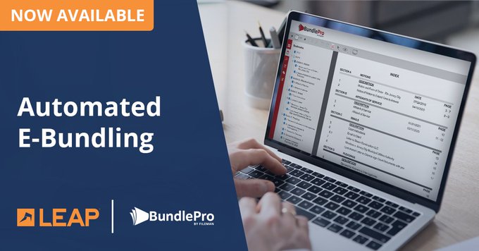 LEAP4Lawyers's tweet photo. #LEAPUserInfo BundlePro now exclusively integrates with LEAP, the only software designed just for LEAP to automate and simplify the court bundling process. Start using BundlePro: https://t.co/4eV5c8goV9 https://t.co/vR9TuMJ4R9
