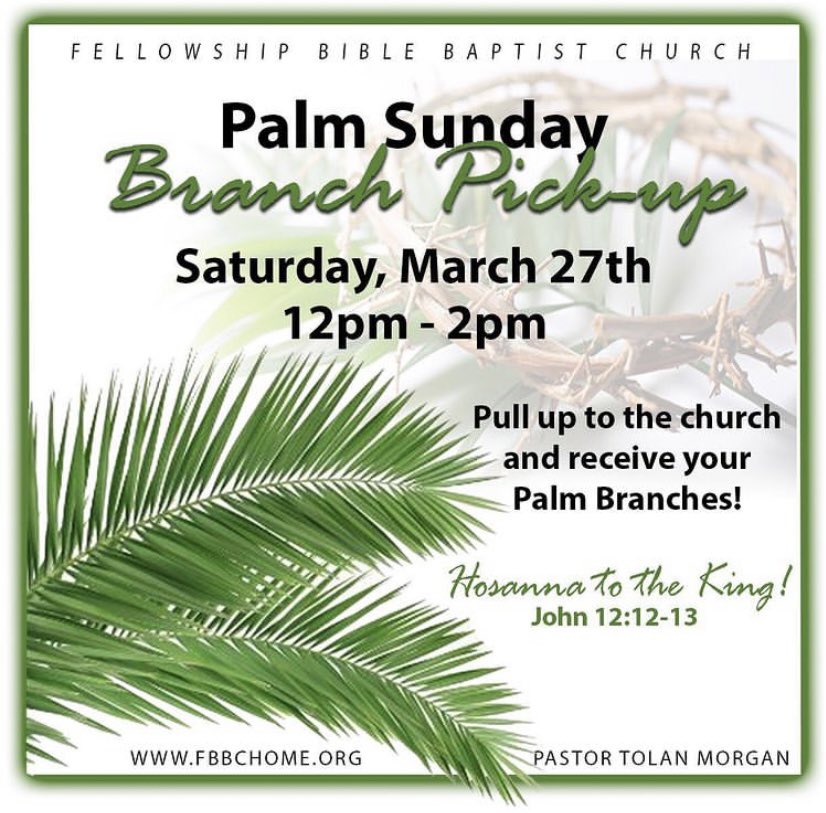 tolan_morgan's tweet photo. Hey @FBBC31093 drive by the church & pick up your palms for Palm Sunday today from 12pm-2pm. #NewShipLoading #PalmSunday https://t.co/agPYuS3FaD