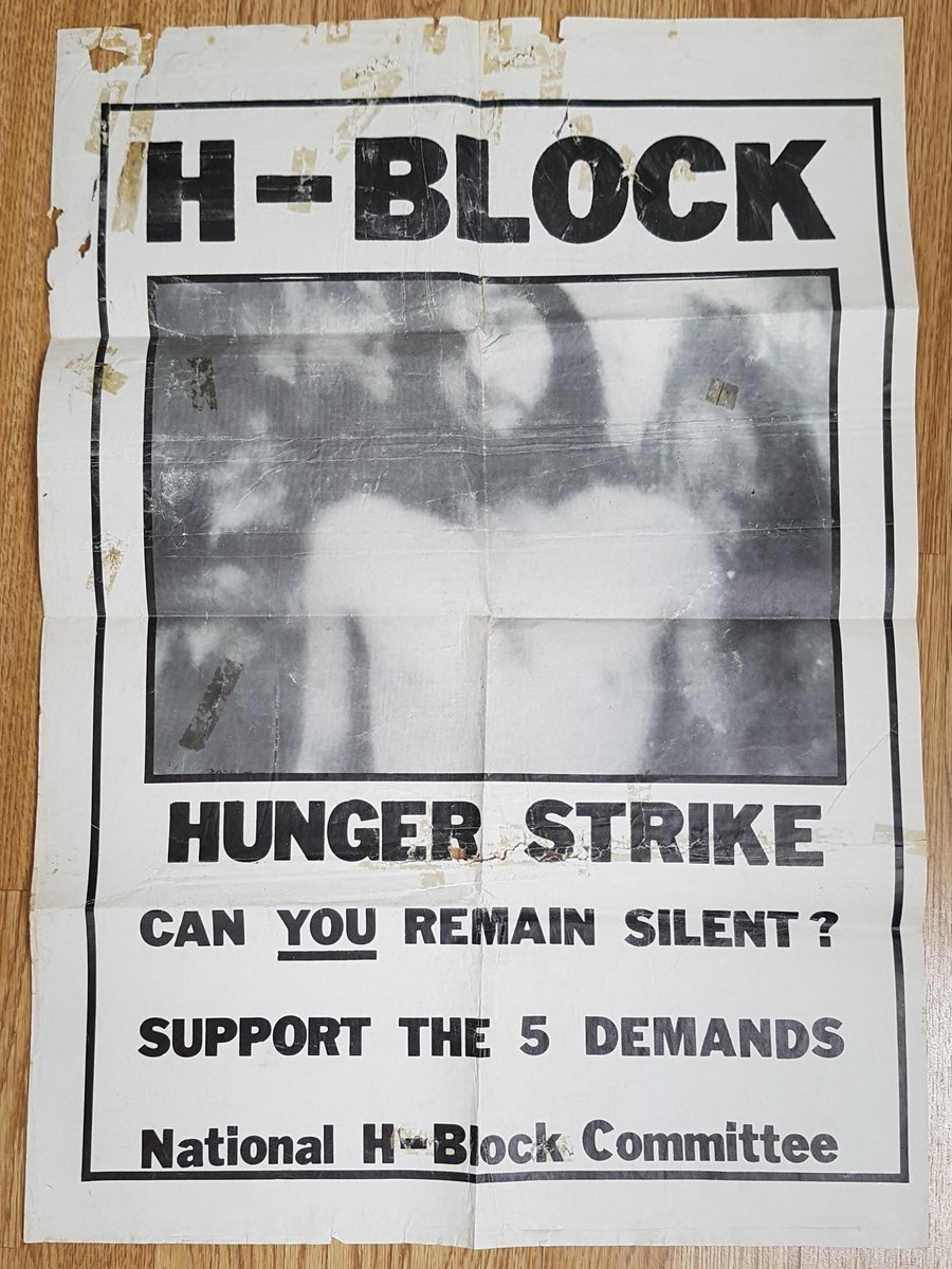 198140th's tweet photo. Original #HBlock 1981 #Hungerstrike poster of the type carried during demonstrations or pasted on walls in support of the prisoners. https://t.co/tOc76BEzbz