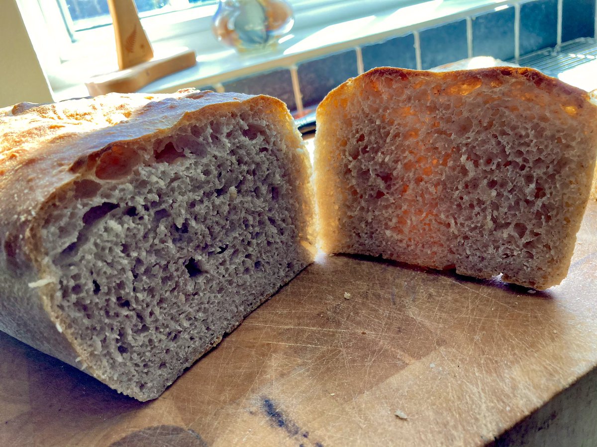 JuliaShacklock's tweet photo. Todays effort. Sourdough sandwich loaf. Turned out pretty well I feel. #sourdough #homemade https://t.co/HsBmn7RG54