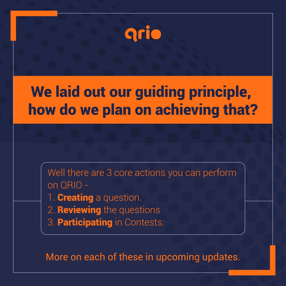 myqrio_'s tweet photo. We have talked about democratizing content creation for catering to Quiz based sectors.

Today's update talks about what all of it means for a Qrio user. We will be covering each of the three activities mentioned in details in days to follow.

#QRIO
#CreateLearnGrow
#Democratize https://t.co/uOwlzGgBF2