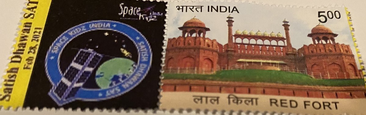 SpaceKidzIndia's tweet photo. Moment of pride to have our Satellite mission patch being printed in the Government of India Postal Stamp. Happpy to have launched it thro the Scientific Secretary of ISRO. The stamp costs 5Rs,and will be available in few post offices in a few days from now. Absolutely nostalgic. https://t.co/14qGqacAhB