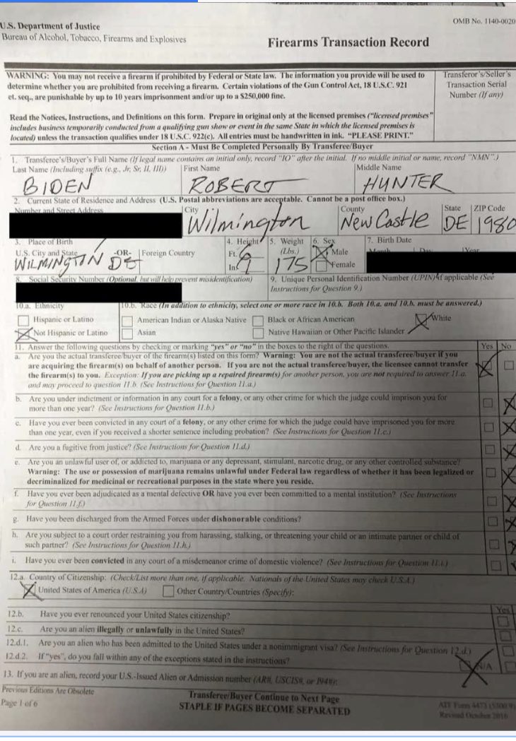 mroguecitizen's tweet photo. This is what #liberalprivilege looks like.
Lying on a federal Firearms application while addicted to drugs, to procure a gun when you know #TheBigGuy will make sure you’re not prosecuted.
It’s imperative we #EnforceExistingGunLaws before passing any more, STARTING RIGHT HERE!!! https://t.co/Y7ZlwOnpnH