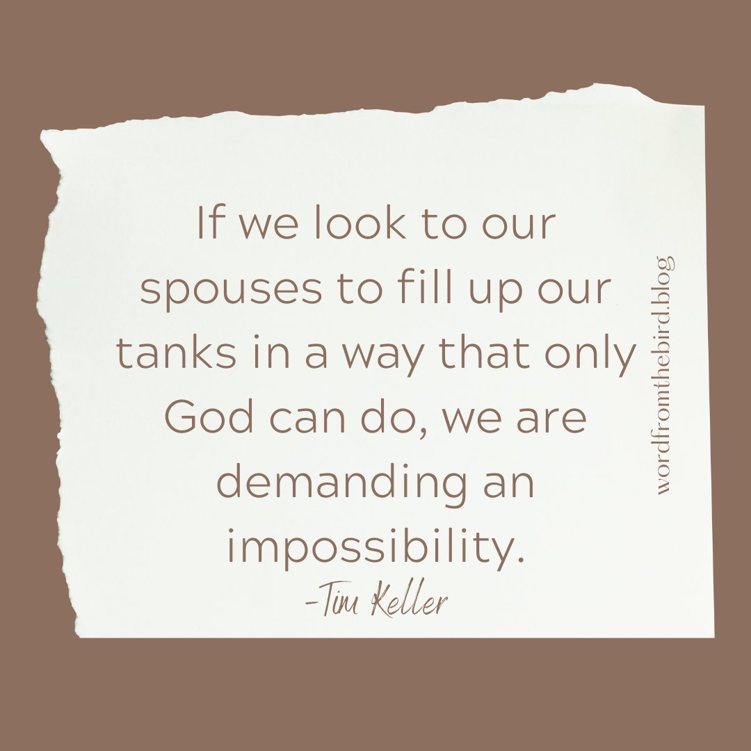 wordftbirdblog's tweet photo. There is so much richness in marriage, but if you put the pressure on your spouse to fulfill all your needs, you can choke the very life out of your relationship. No person can give you what your heart truly needs. #godsplan #marriedcouple #marriedliferocks #weddingwednesday https://t.co/gQxoPtsK1r