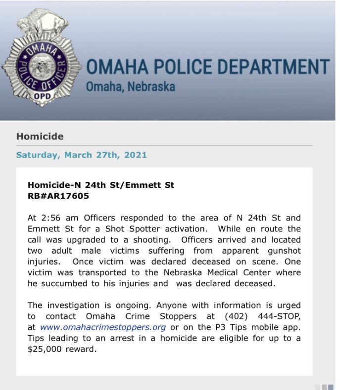 Tips leading to a homicide arrest pay up to $25,000.