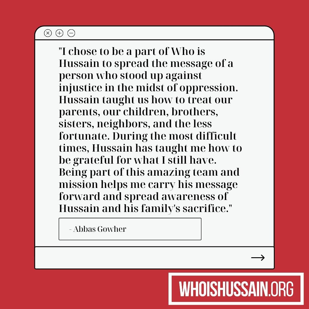 WhoIsHussain_SF's tweet photo. Meet WIH's Logistics Director: Abbas Gowher:
"I chose to be a part of Who is Hussain to spread the message of a person who stood up against injustice in the midst of oppression. Hussain taught us how to treat our parents, our children, brothers, sisters, neighbors..." https://t.co/OMhObfibG6