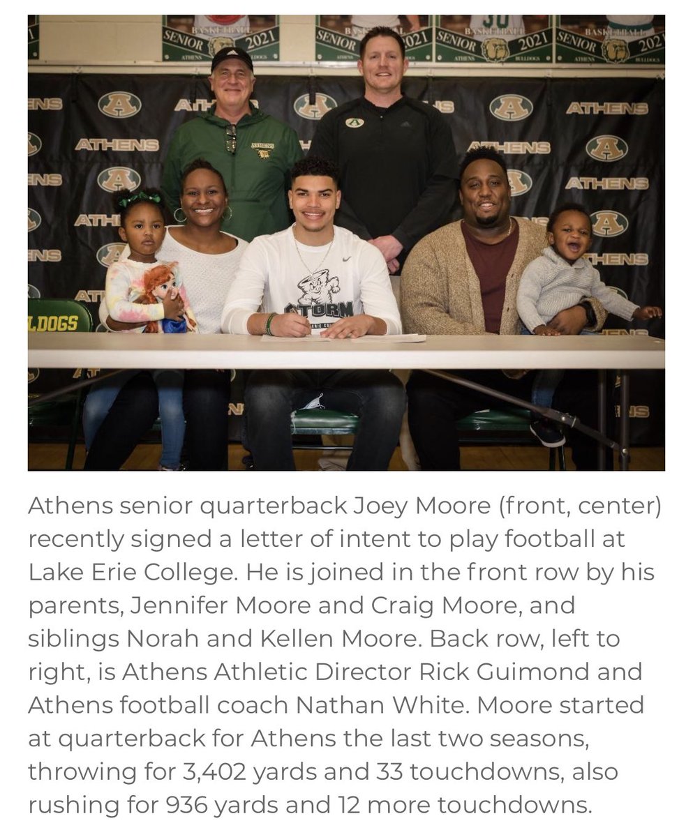 Joey Moore signs with Lake Erie College 
#AthensBulldogs
