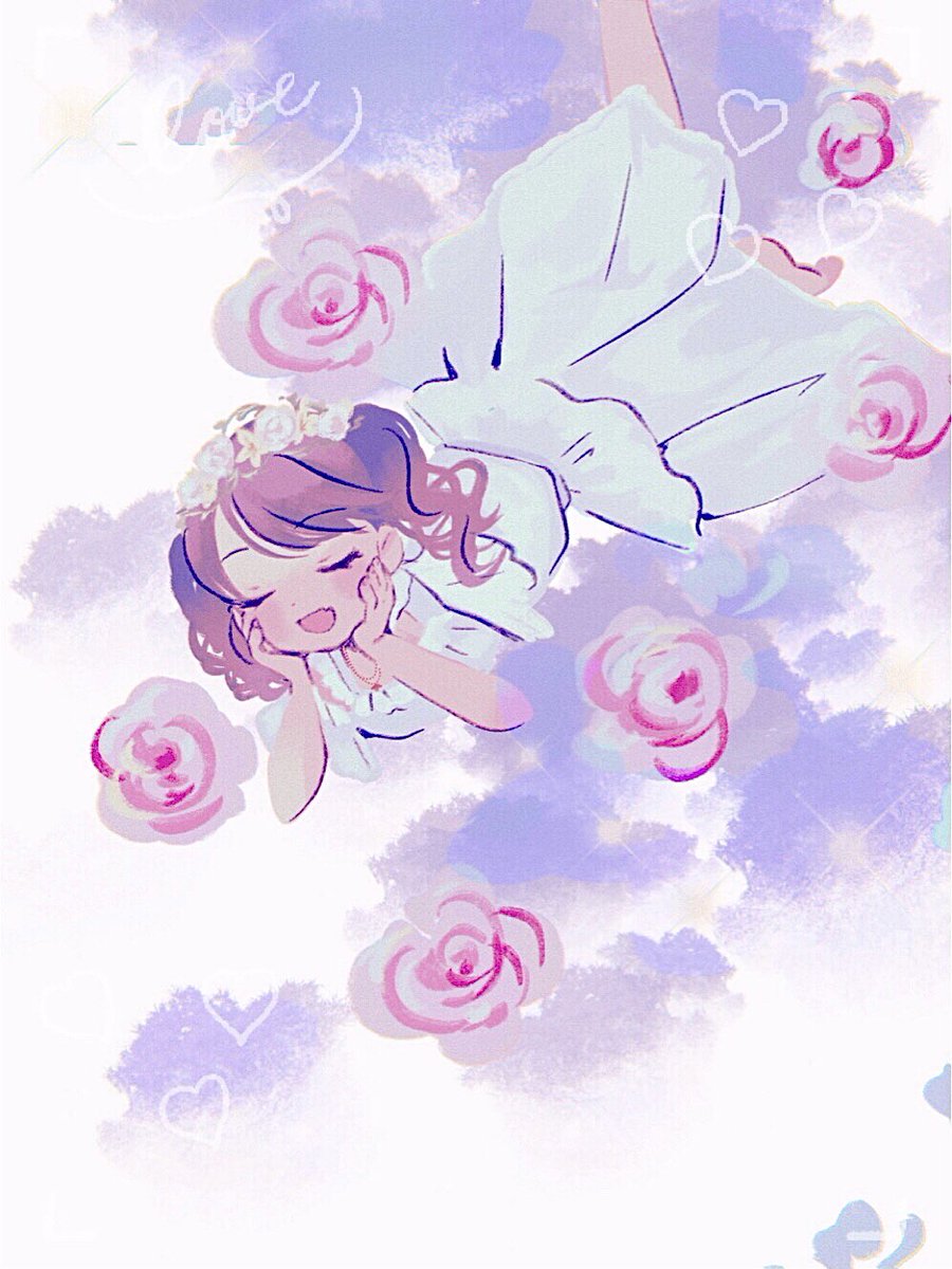 fukumaru koito 1girl dress white dress solo closed eyes flower twintails  illustration images