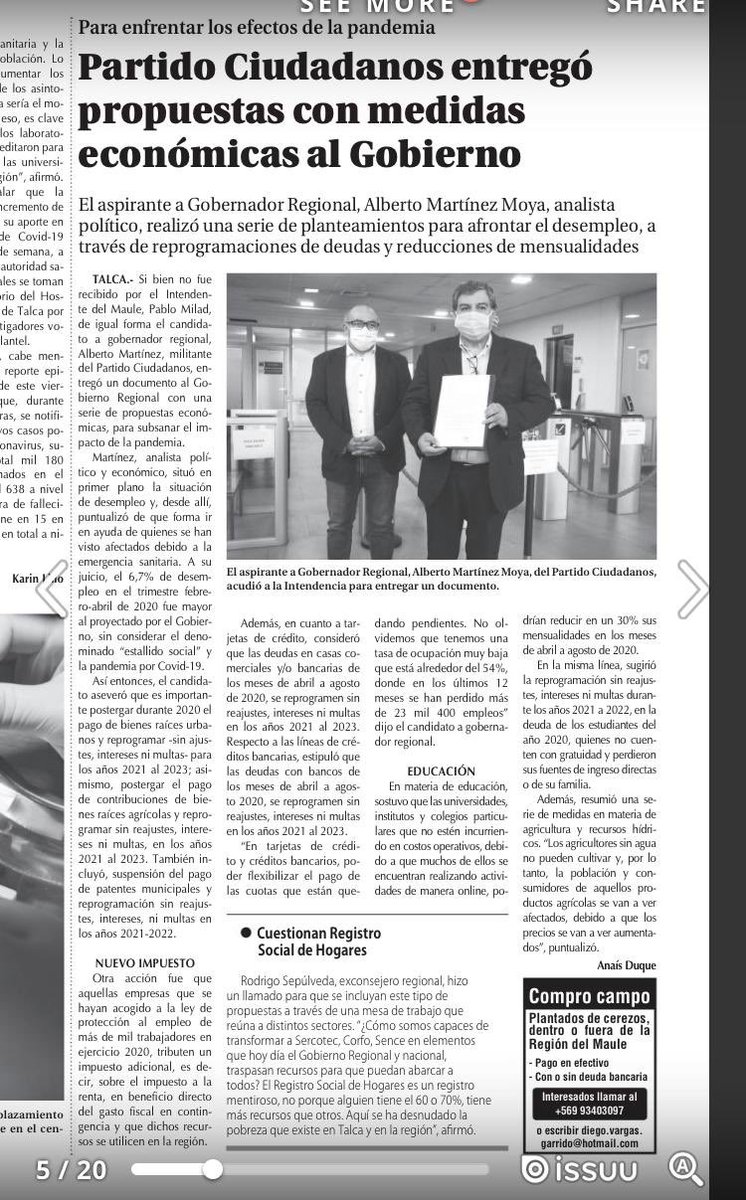 ChaniqueVictor's tweet photo. Fuimos los primeros en la región del Maule, que presentamos al Intendente de entonces, propuestas económicas enfocadas en la #clasemedia, empobrecida por el COVID y sin acceso a bonos.

NUEVO TRATO, CERCANÍA Y GESTIÓN 100%.
VOTA XU 334 https://t.co/XHZZAZ0BSZ