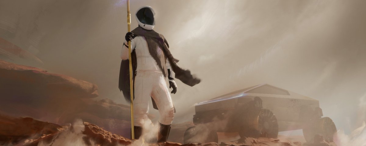 nose00_j's tweet photo. Some cropped images from the final artwork. You can use it as a wallpaper if you'd like to🤟🤠
#b3d #conceptart #ElonMusk #cryptoart #mars #SpaceX  #CyberTruck #digitalart #scifi https://t.co/c0orX3YUeA