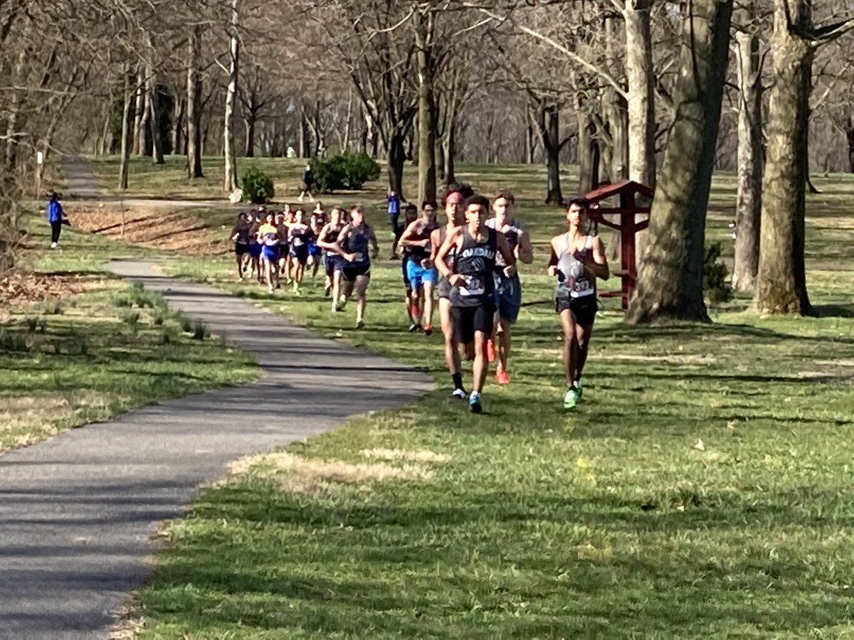 MikeHombach's tweet photo. UHS takes on WHS and OHS in the boys race! @Urbana_Hawks https://t.co/jUsnpyQcAb