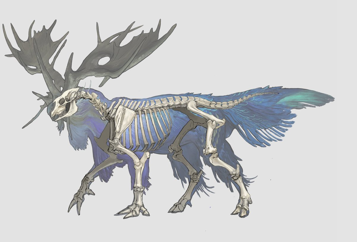 samu_79's tweet photo. 🦌이전에 디자인한 순록의 뼈대를 그려보았다. 

#creaturedesign https://t.co/BSDFt6N6gl
