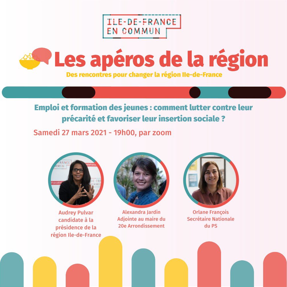 Alx_Jardin's tweet photo. 🍻 1er Apero de la région ce soir !
Comment lutter contre la précarité des jeunes et favoriser leur insertion en Ile-de-France ?
On en parle ensemble ce soir à 19h avec @AudreyPulvar et @Orlane_Francois !
A suivre sur : https://t.co/61hRt2rTb0
#avecPulvar #regionales2021 https://t.co/rZDdPgXxFT
