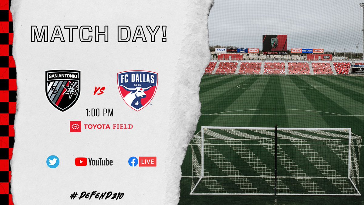 SanAntonioFC's tweet photo. MATCH DAY‼️

Back at it in preseason action as we host @FCDallas in our first match of La Copita. 

More good news! You can now tune in to the match on our Twitter, YouTube, and Facebook pages. See y’all there! #Defend210 https://t.co/7eJRrWQMqE
