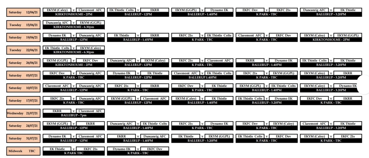 EKYM Centenary
Angus McConnell Memorial Summer League
10 East Kilbride Teams
45 Games
12/06/21 to 31/07/21
Looking for one Sponsor for the League just to cover the trophy &amp; winners medals. Great oportunity for a local company. DM or contact Graeme on 07557507713.