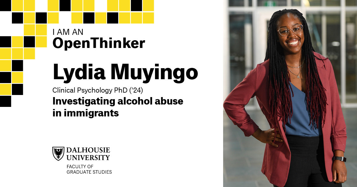 DalGradStudies's tweet photo. Clinical Psychology PhD (’24) student Lydia Muyingo @L_Muyingo_ is studying how the stress involved in immigration and the challenges of finding community in a new place can impact an individual’s alcohol use. Check out Lydia’s @DalOpenThink profile now! https://t.co/Ko7xcD9bOz https://t.co/tRoV4Xh9OQ