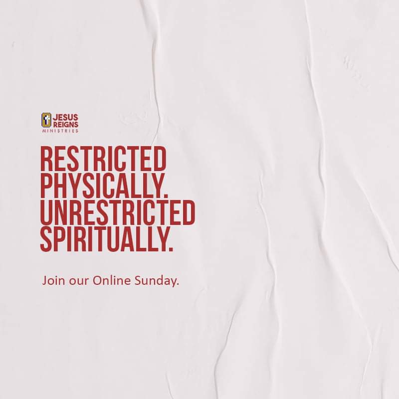 jrmcentral's tweet photo. There may be restrictions going on but our hearts will not stop from knowing and abiding in God! Join us on our #OnlineSunday tomorrow at 8 am and 1 pm. https://t.co/xFIrwOXva8