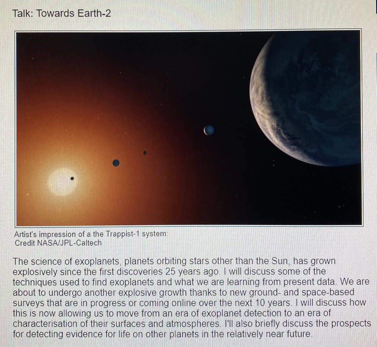 Spyder_Webb's tweet photo. Now watching @Eamonn_Kerins’ ‘Towards Earth-2’ online talk about #Exoplanets as part of @LJMU_Astro’s #MerseysideAstronomyDay #MAD2021

Talking explosive growth of discoveries, detection techniques, possible #Exomoons (!) @ESAGaia @NASA_TESS @ESA_Plato @PLATOMissionCon @NASARoman https://t.co/tNIGNghGzD