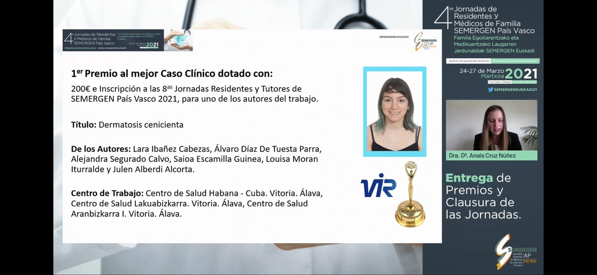 margapinel's tweet photo. Enhorabuena a nuestros residentes de @OSIArabaESI 4°Jornadas Residentes y Tutores Semergen Pais Vasco 
@osakidetzaEJGV 
@SEMERGENap 
@LaboratoriosVir 
@semergenpv 
#semergeneuskadi21 https://t.co/oZWLclsbAl