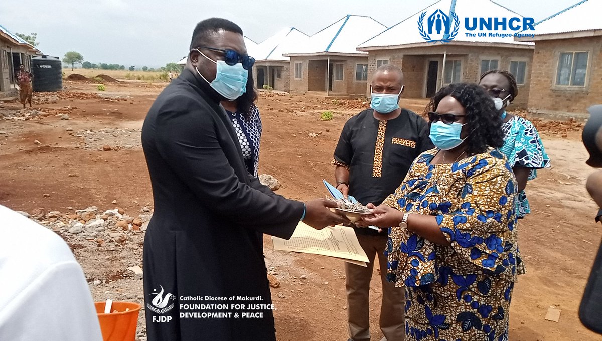 The Coordinator handed over the 40 newly built semi detached shelters & 9 prototype shelters at Nzorov, Gbajimba Community of Guma LGA of Benue state constructed by FJDP in partnership with UNHCR & cu fun din from the United Nations Trust Fund for Human Security (UNTFHS)