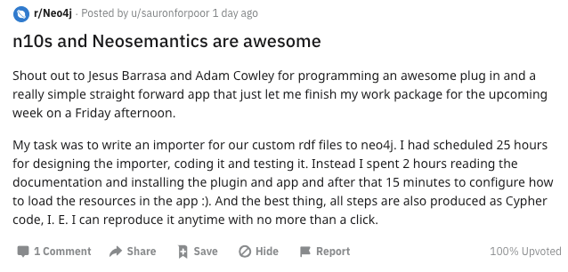 BarrasaDV's tweet photo. We love the love, don't we @adamcowley? 
Keep it coming 💚

https://t.co/xBE4GwEnFc

#Neo4j #RDF #n10s #neosemantics https://t.co/puVp1AbrgK