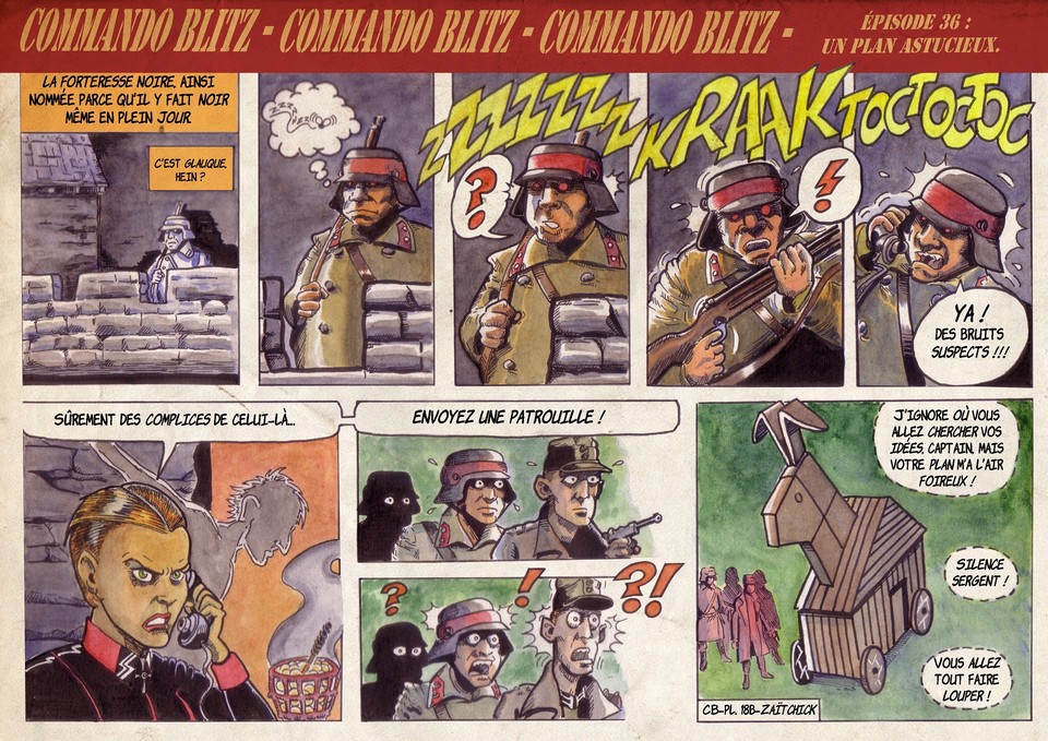 BlaguesDessins's tweet photo. Commando Blitz, épisode 36
Blagues & Dessins présente « Commando Blitz », bande dessinée de Zaïtchick
Retrouvez Commando Blitz régulièrement sur : https://t.co/qXM1g8iTFB
#CommandoBlitz #Zaitchick #BD #BandeDessinée #Pulp #SecondeGuerreMondiale #Parodie #ScienceFiction https://t.co/Eh3Gu852as