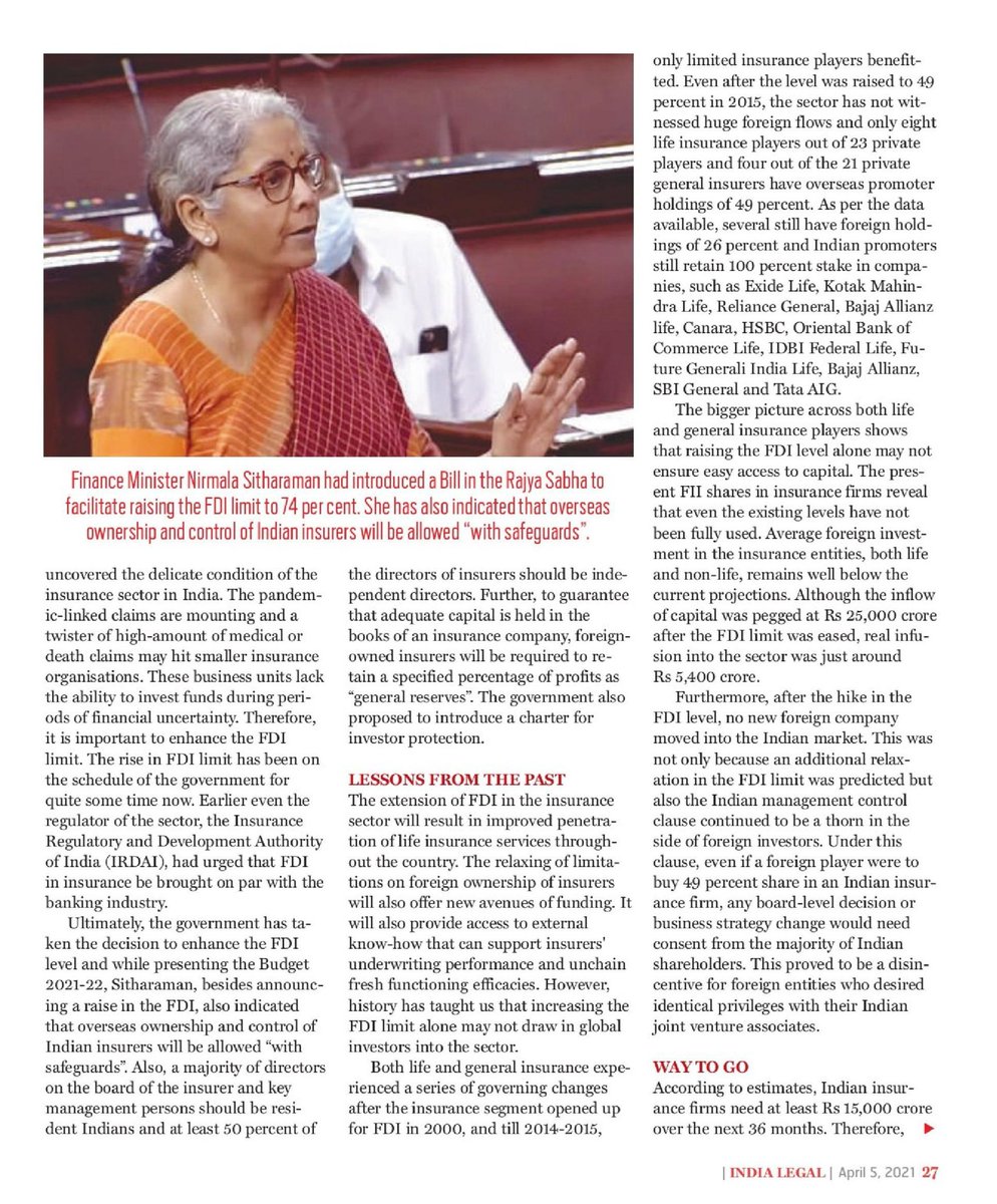 goapandit's tweet image. My article in INDIA LEGAL magazine
#fdi #insurancestrikeagainstprivatisation #InsuranceStrike #NirmalaSitharaman #India #ICAI