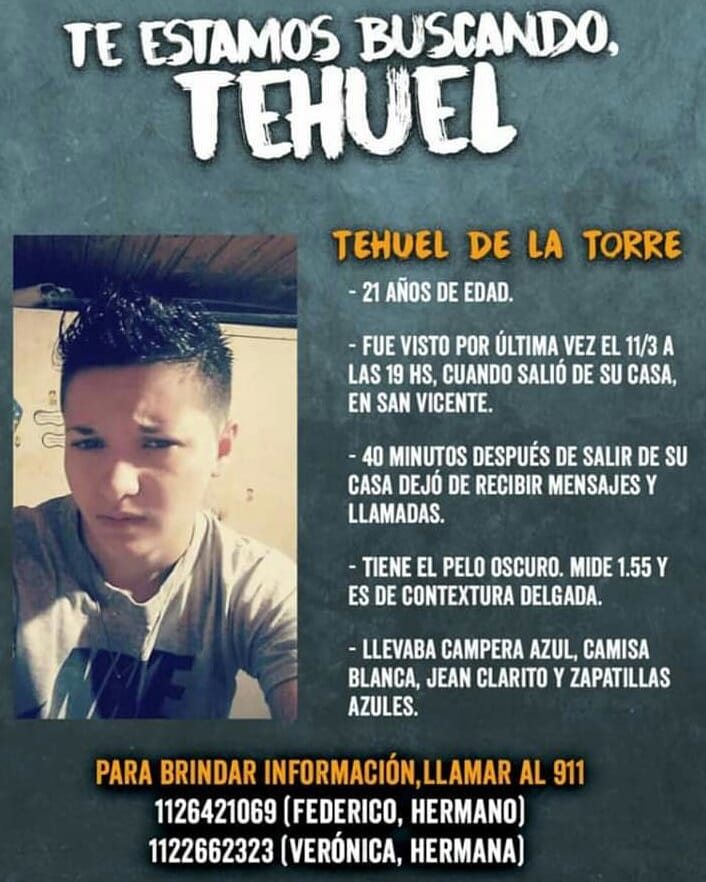 RevistaFurias's tweet photo. DIFUNDIR. ¿Dónde está #Tehuel? https://t.co/8AXCmmZuVT