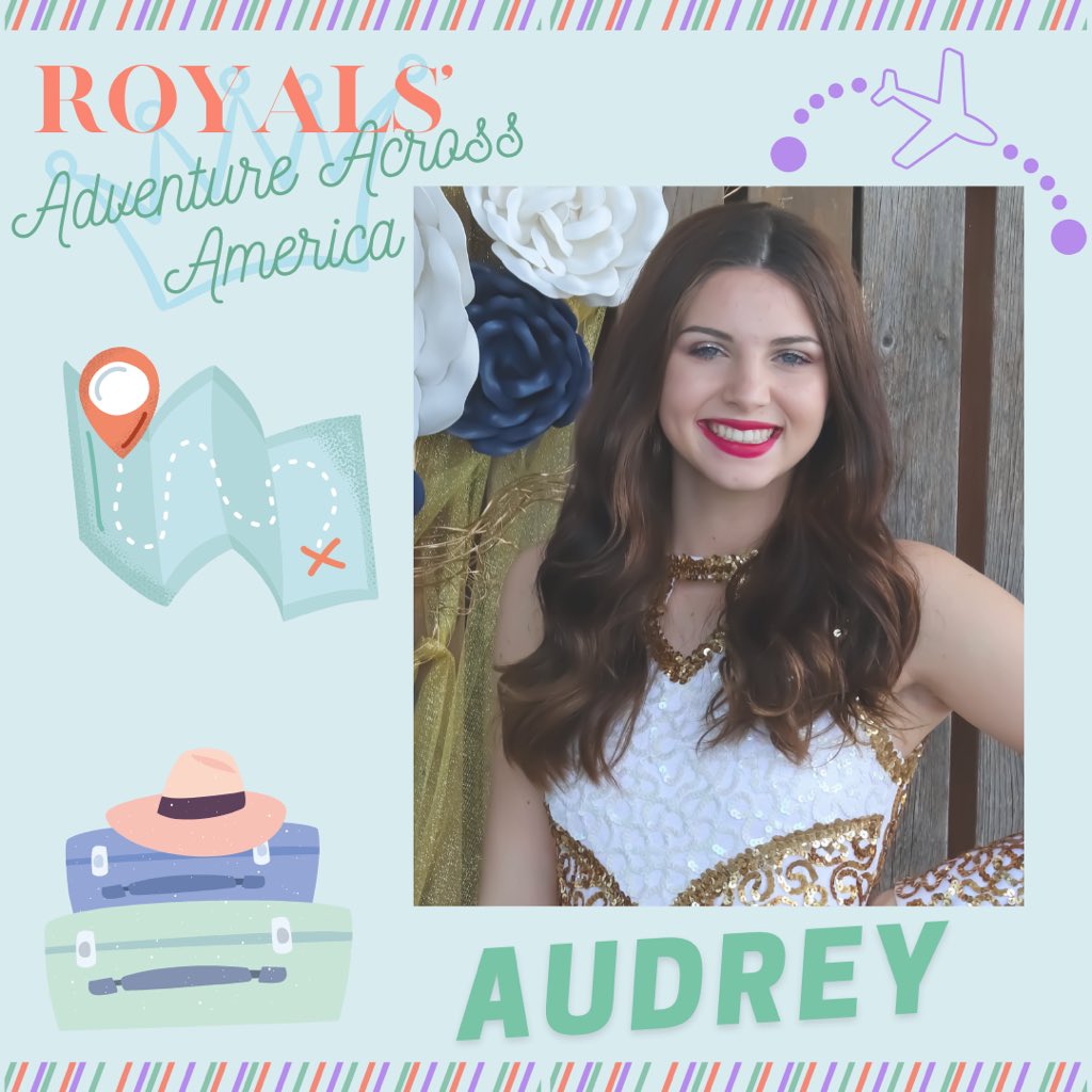 LakeCreekRoyals's tweet photo. We are 21 days away from our spring show!! Meet Audrey! She is in 10th grade and is our Lieutenant! Her favorite place to travel in the US is New York! #Royals3rdLine #RoyalsAdventureAcrossAmerica https://t.co/b5YObV6DRr