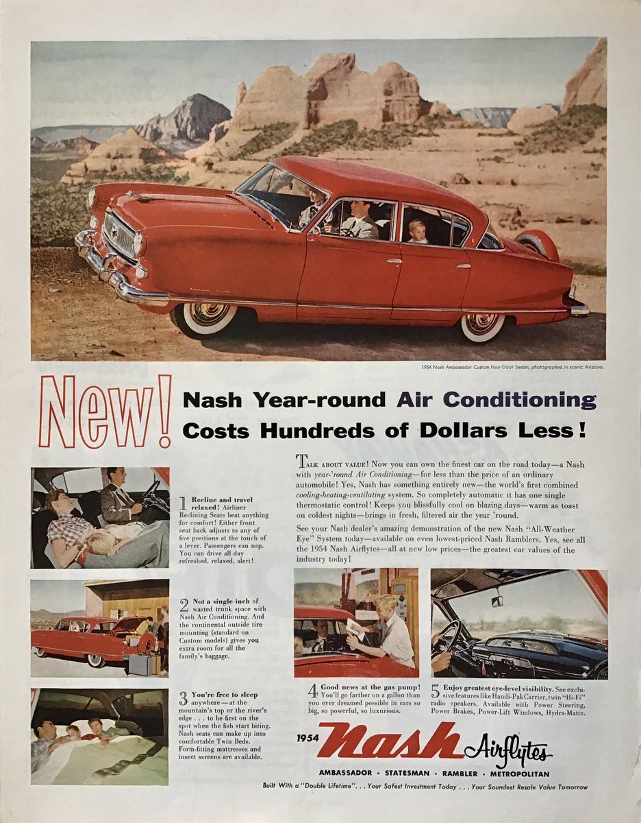 ClassicCar_Ads's tweet photo. Pretty good sales pitch.
#nash #Ramblers #cool #classiccarads #classiccars #oldcars #antiquecar #vintageadvertising #illustrationart #vintage #retro #petroliana #automobilia #vintageads #ads #oldads
#airflyte #metropolitan https://t.co/YxQHoUmYiY