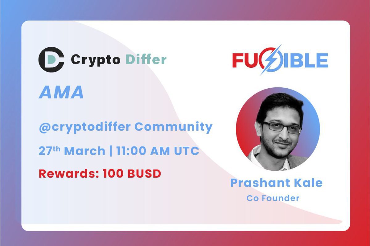 brave_nation1's tweet photo. Participate in AMA
$100 BUSD worth Rewards waiting for you
⚡️ @fusibleio x @CryptoDiffer AMA Session today with $100 $BUSD worth Rewards for Grabs! ⚡️
#Cryptocurrency #FUSII #blockchain https://t.co/YatFWdiPgV