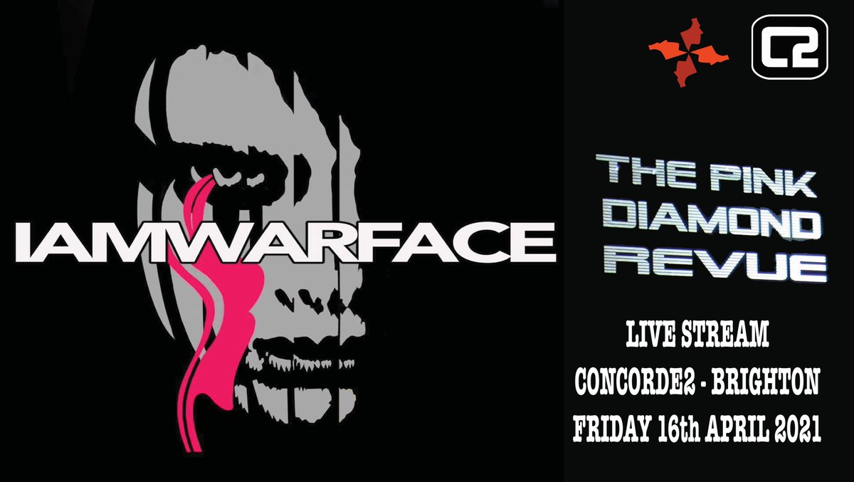 fourfaceproduc2's tweet photo. @IAMWARFACE will be streaming across the globe from the legendary @concorde_2 on the 16th April from 7:45pm UK time. With support from The pink Diamond revue - A feast of Electro Rock! Plus exclusive new tracks! 

Tix > https://t.co/WH3dTqlsNS https://t.co/3i9WRMS95j