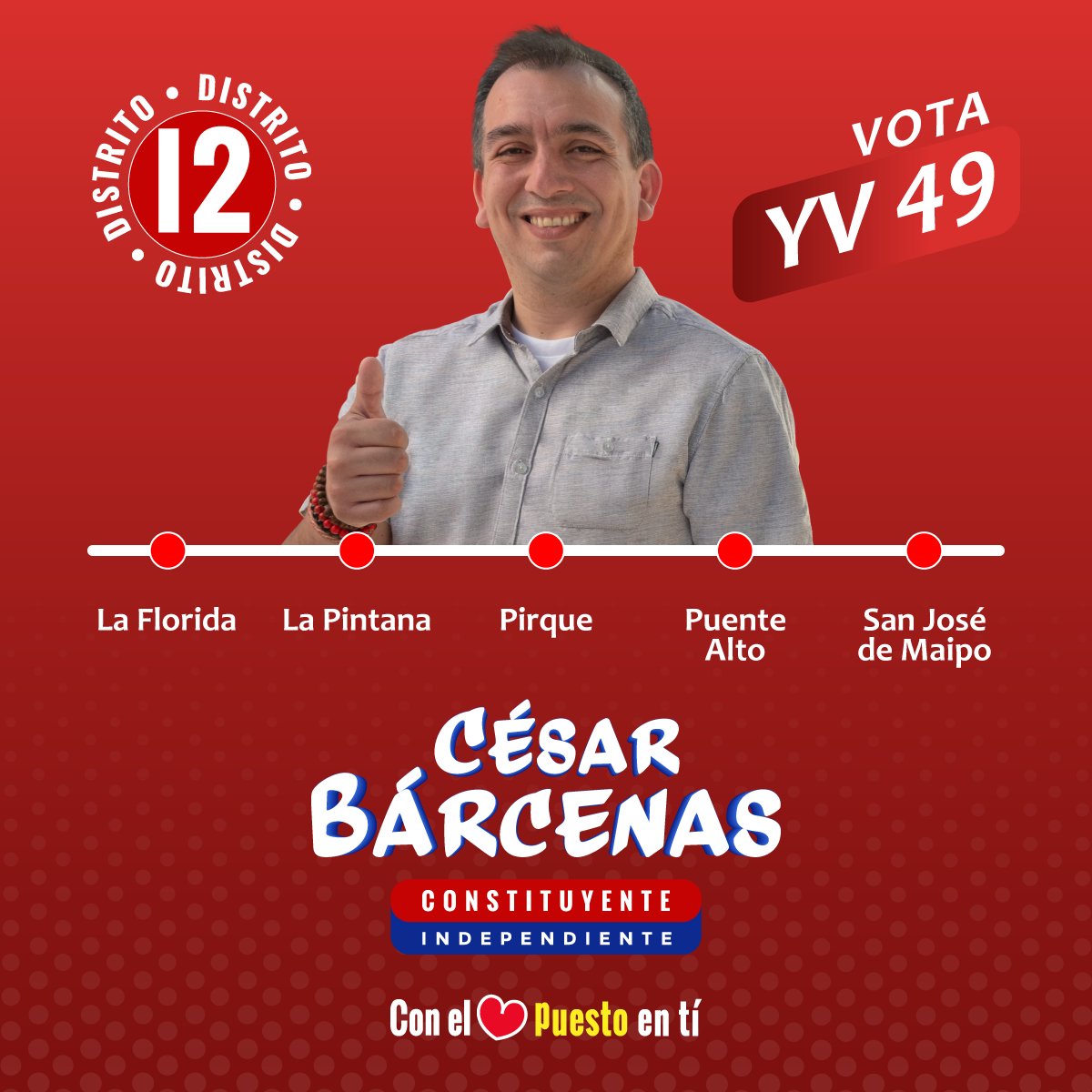 ¿Vives en alguna de estas comunas? Entonces formas parte del #Distrito12. ¡Y a ti te quiero representar como #Constituyente! Comencemos a escribir una nueva constitución para Chile. 

#lafloridachile
#puentealtocity
#puentealto
#pirque
#lapintana
#cajondelmaipo