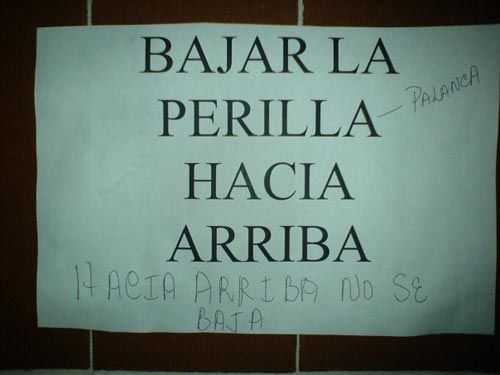 IntrepidInterp's tweet photo. This photo is not only hilarious, but also linguistically important for a few reasons. For context, it was hung in a restroom to alert people that you have to flush the toilet by moving the thingamajig *upwards*. 1/ https://t.co/6WDgPGf0GE