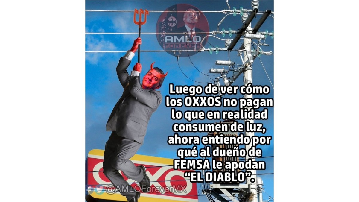 NortenaCatrina's tweet photo. Despues de ayer ver en #LaMañanera toda la luz que se roba el OXXO, por fin entendi porque le dicen "El Diablo" al dueño de FEMSA...🧐👹🐀🐁 https://t.co/N1gMcbwaR7